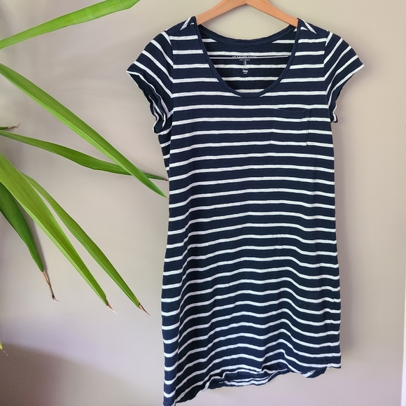 GAP | Navy Blue & White Nautical Striped Long Tee Shirt Dress - Picture 2 of 9